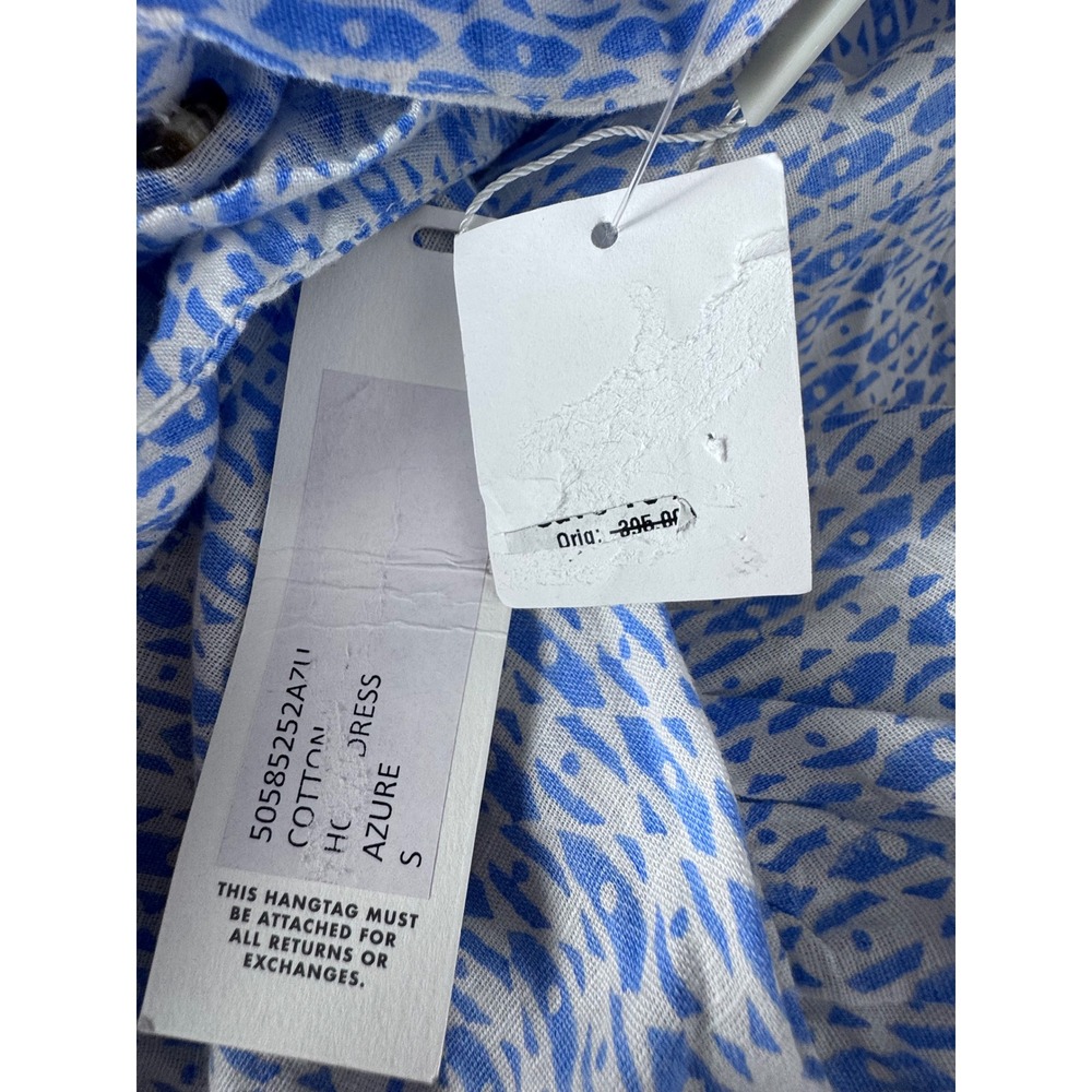Ciao Lucia Azure Blue White Cotton Button Front Cross Back Midi Dress Small - Picture 13 of 15